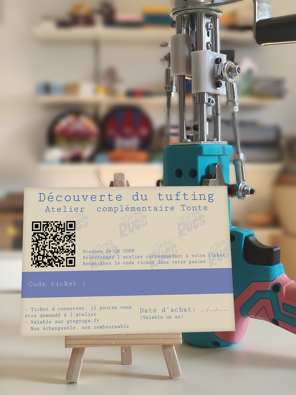 Carte cadeau pour un atelier d'initiation au tufting