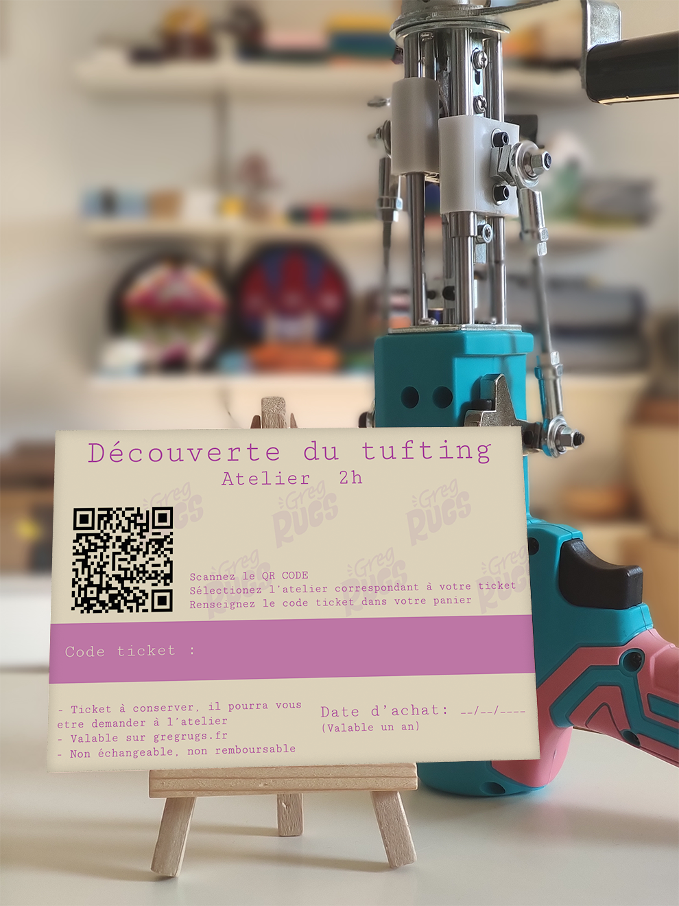 Carte cadeau pour un atelier d'initiation au tufting