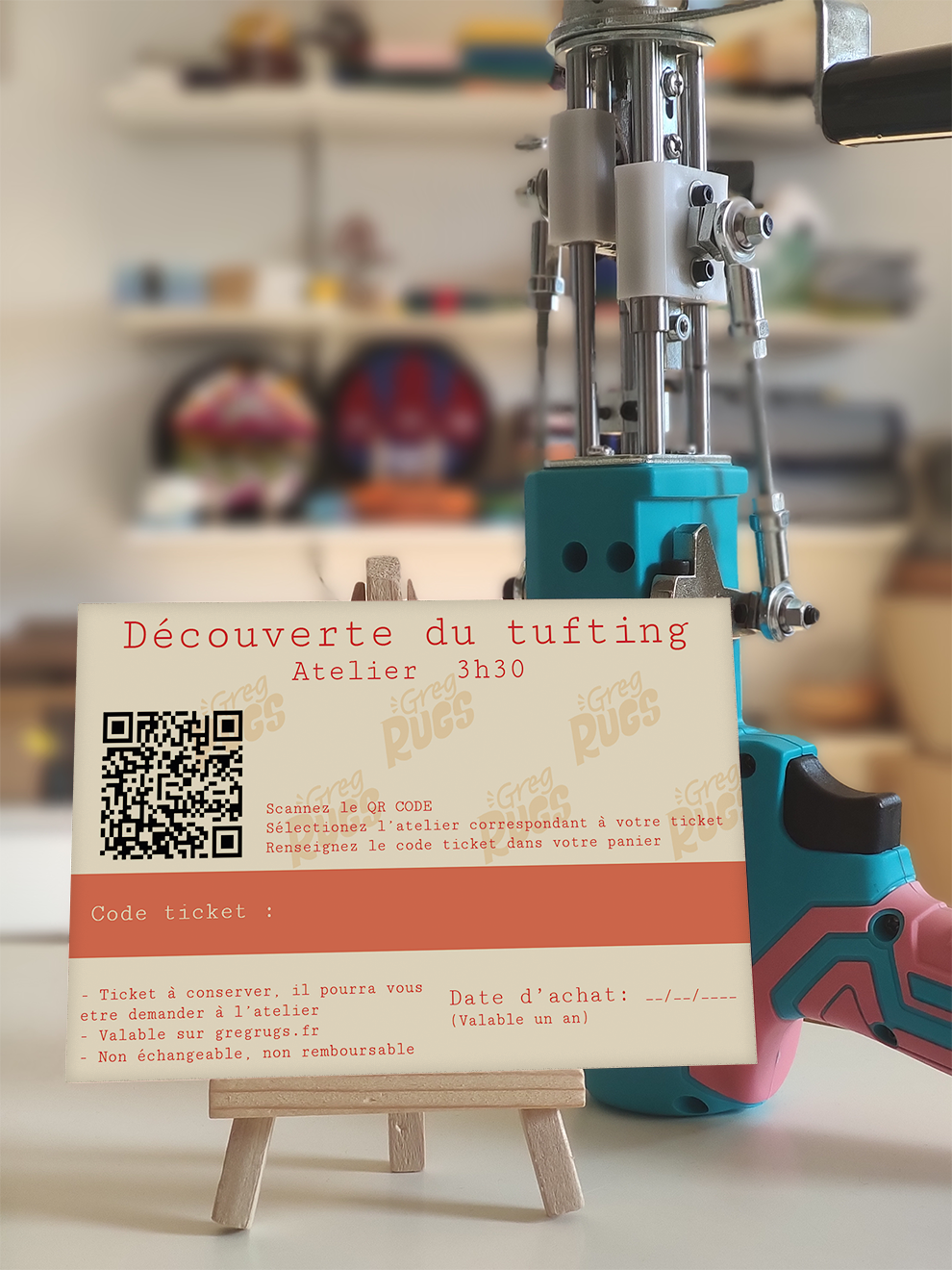 Carte cadeau pour un atelier d'initiation au tufting